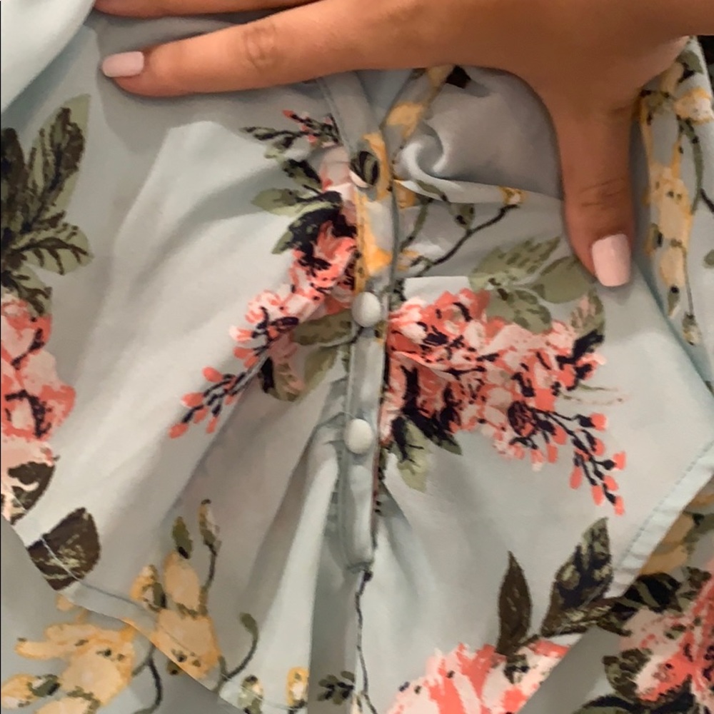 Flowy floral turquoise ruffle dress - Picture 5 of 6